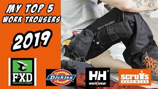 My Top 5 Work Trousers Reviewed in 2019 Includes FXD Dickies Helly Hansen and Scuffs Work Trousers [upl. by Abbie]