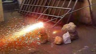 Thermal Lance cuttingmelting concrete [upl. by Marjorie]