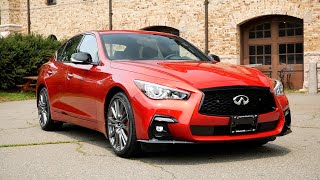 2021 Infiniti Q50S Red Sport 400 Review  Start Up Revs Walk Around and Test Drive [upl. by Hearsh]