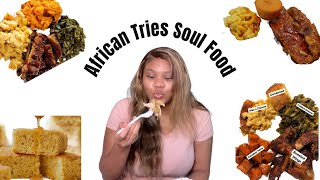 African  Nigerian Tries AfricanAmerican Soul Food for the first time [upl. by Ijar]