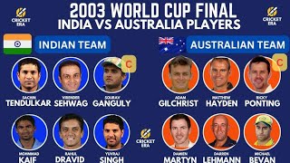 2003 WORLD CUP FINAL💥💥 INDIA VS AUSTRALIA TEAMS 💥💥 [upl. by Ryann]