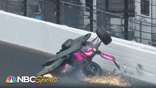 Kyle Kirkwood upside down during Indy 500 after Felix Rosenqvist contact  Motorsports on NBC [upl. by Wandy314]