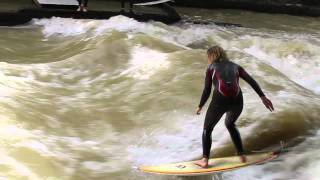 Surfing the Eisbach River in Munich Germany [upl. by Elagiba]