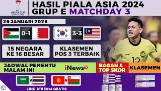 15 Negara Lolos 16 Besar Hasil Piala Asia 2024 Hari Ini  Korea Selatan vs Malaysia 33 Asian Cup [upl. by Ludwigg935]