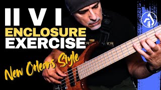 II V I Diatonic Enclosures Bass Exercise  New Orleans Jazz style  with Tabs [upl. by Lynett]