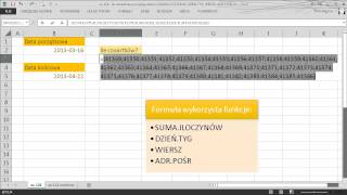 excel124  Ile czwartków pomiędzy datami SUMAILOCZYNÓW DZIEŃTYG WIERSZ ADRPOŚR [upl. by Aniham]