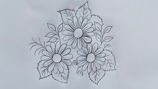 Flowers drawing  pencil drawing of flowers  simple flower design drawing [upl. by Galen]