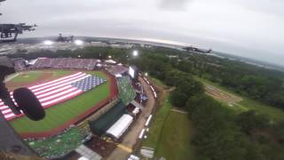 Blackhawk Flyover During Ft Bragg MLB Game [upl. by Tebor]