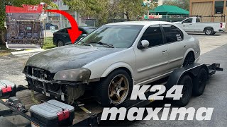 K24 swap in my 2003 Nissan maxima  Mounts are finally made [upl. by Nyral]