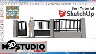 Cara membuat pagar di sketchup [upl. by Gladi838]