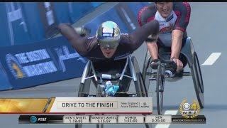 Marcel Hug Wins Boston Marathon Mens Wheelchair Race In Course Record [upl. by Mauve]