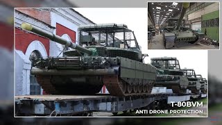 The Upgraded T80BVM Tanks with AntiDrone Protection Modules for Russian Armed Forces [upl. by Monahan]