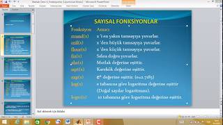 Matlab Sayısal ve Trigonometrik Fonksiyonlar [upl. by Lem]