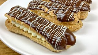 Amazing Chocolate Eclairs Choux Pastry and Profiteroles with Chocolate Sauce [upl. by Ynnal]