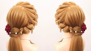 Easy amp simple half hair open hairstyle for wedding party  new cute hairstyle design for cute girls [upl. by Ayocal]