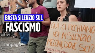 Aggressione Casapound il presidio a Roma quotSilenzi di Meloni su fascismo legittimano picchiatoriquot [upl. by Ettesyl307]