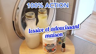 FAIRE SA LESSIVE ADOUCISSANT MAISON 👍 PRODUIT ACTION économique au savon noir ✅️ [upl. by Saltsman]