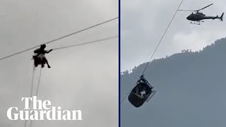 Children rescued from chairlift after cable snapped in Pakistan [upl. by Brunell197]