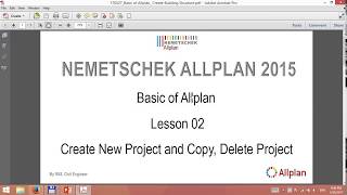 Allplan Create New Project Copy and delete Project Lesson 02 [upl. by Laundes283]