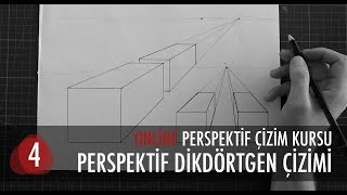 Tek Kaçışlı Perspektif Dikdörtgen Çizimi  Perspektif Kursu  Ç0019 [upl. by Ginni]