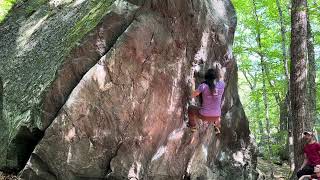 Rumney bouldering Child Prodigy V6 [upl. by Yeliab]