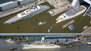 Oceanco’s 111m 364ft Y722 Steven Spielberg’s 109m 3576quot Seven Seas and the 105m 344ft H3 [upl. by Malvia]