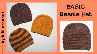 How to Crochet the Basic Beanie Hat  Suitable for Men Women Children  Chart for All Sizes [upl. by Survance]