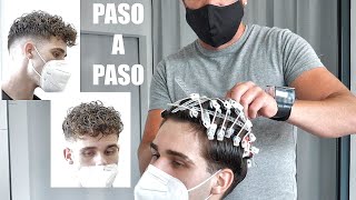 PERMANENTE PELO LISO A RIZADO HOMBRE PASO A PASO [upl. by Isaak412]