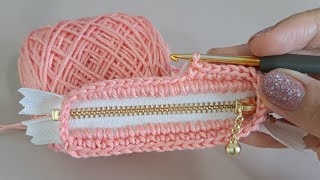 DIY Tutorial  How to crochet mini coin purse with zipper [upl. by Ratep]