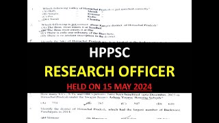 HPPSC SOLVED RESEARCH OFFICER PAPER Held On 15 May 2024 [upl. by Nimad526]