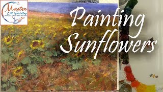 How to Paint Sunflowers 9x12 Fast Motion w Voice Instruction [upl. by Junia]