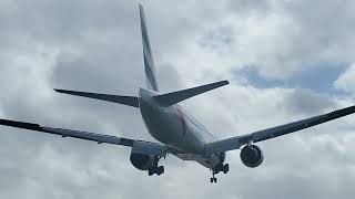 Emirates B777300ER go around at Dublin Airport during storm Kathleen [upl. by Arlen]