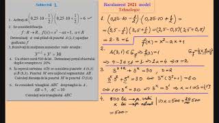 Bacalaureat 2021 Matematica Tehnologic  Model oficial [upl. by Resa]