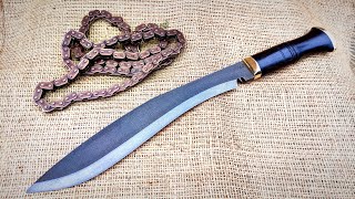 Making wootz steel out of a car chain Making a Nepalese KUKRI Knife [upl. by Sorel]