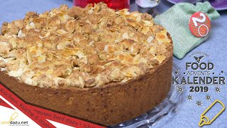 Bratapfelkuchen Rezept I Kuchen trifft Bratapfel Nuss und Marzipan I 20 Foodadventskalender 2019 [upl. by Jess268]