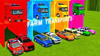 TRANSPORTING ALL POLICE CARS amp AMBULANCE EMERGENCY VEHICLES WITH URBAN TRUCKS  Farming Simulator 22 [upl. by Aihpledalihp]