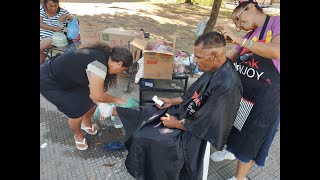 031024 ASSEPSIA NA PELE CORTE DE CABELO Café para os moradores de rua na praça João Pessoa capital [upl. by Rovert]