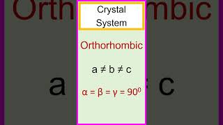 The orthorhombic crystal system axial ratio a ≠ b ≠ c and axial angle α  β  γ  900 [upl. by Haneeja]