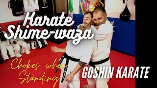 Goshin Karate Chokes from standing position Shimewaza [upl. by Stephanus]