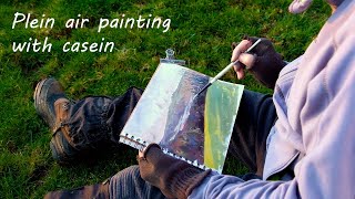 Painting plein air with casein in my sketchbook at Loe Pool Cornwall [upl. by Dewie]