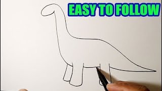 How to draw a brontosaurus dinosaur  EASY WAY of Dinosaur Drawing [upl. by Doreen]