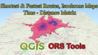 Shortest amp Fastest Routes Isochrone Maps Time  Distance Matrix using QGIS [upl. by Haggi]