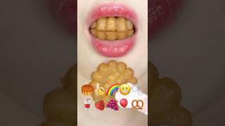 ASMR EMOJI FOOD 🥮🍌🌈😬🫧🥤🍓🍇🎈🥨 이모지 먹방 sped up [upl. by Cerracchio513]