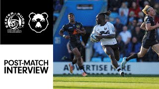 HATTRICK HEROS POSTMATCH REACTION Gabriel Ibitoye on victory over Exeter Chiefs [upl. by Eboj]