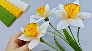 🌸Paper Flowers DIY 🌸How to Make Crepe Paper Daffodils [upl. by Nilyak]