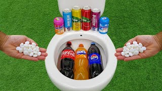 Big Coca Cola Pepsi Fanta VS Popular Sodas  Dark Blue Fuse Tea and Mentos in the toilet [upl. by Rotkiv]