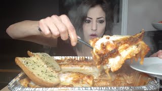 CHEESY Lasagna Mukbang  Eating Show  Italian Food [upl. by Ellerey]