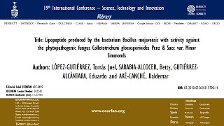 Lipopeptide produced by the bacterium Bacillus mojavensis with activity against [upl. by Ramedlaw52]