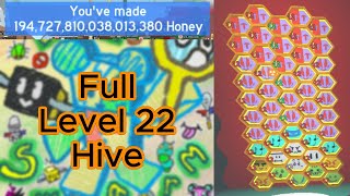 Getting a FULL LEVEL 22 HIVE in the Bee Swarm Test Realm [upl. by Atiuqnahs]