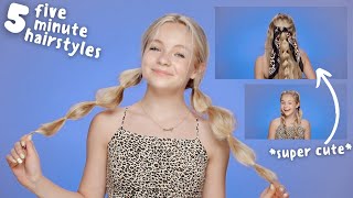 5 easy 5 minute hairstyles for teens  Pressley Hosbach [upl. by Dorcas]